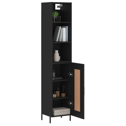 Highboard Schwarz 34,5x34x180 cm Holzwerkstoff