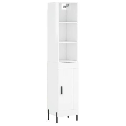 vidaXL Highboard Hochglanz-Weiß 34,5x34x180 cm Holzwerkstoff