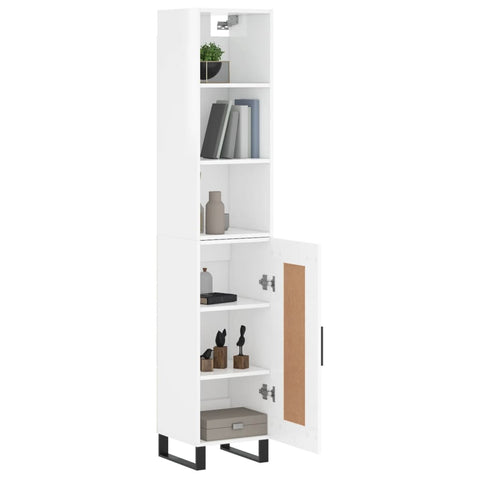 vidaXL Highboard Hochglanz-Weiß 34,5x34x180 cm Holzwerkstoff