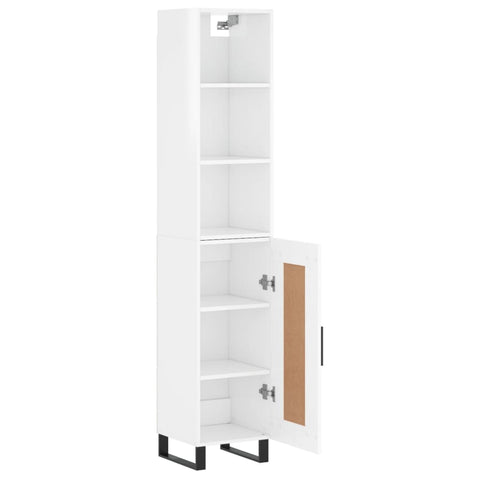 vidaXL Highboard Hochglanz-Weiß 34,5x34x180 cm Holzwerkstoff