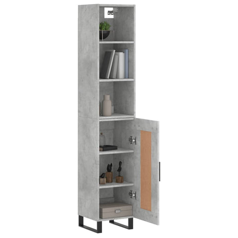 vidaXL Highboard Betongrau 34,5x34x180 cm Holzwerkstoff