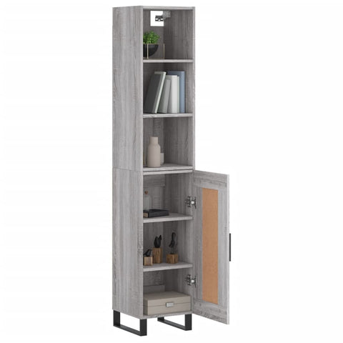 vidaXL Highboard Grau Sonoma 34,5x34x180 cm Holzwerkstoff