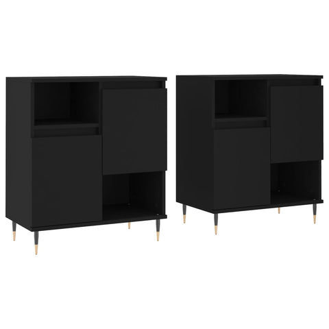 vidaXL Sideboards 2 Stk. Schwarz Holzwerkstoff