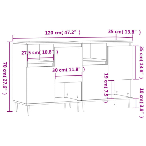 vidaXL Sideboards 2 Stk. Hochglanz-Weiß Holzwerkstoff