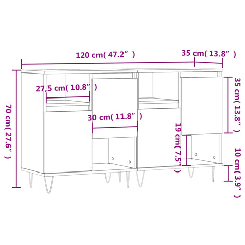 Sideboards 2 Stk. Schwarz Holzwerkstoff