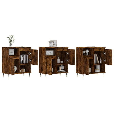 vidaXL Sideboards 3 Stk. Räuchereiche Holzwerkstoff