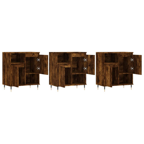 vidaXL Sideboards 3 Stk. Räuchereiche Holzwerkstoff