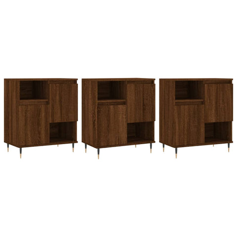 vidaXL Sideboards 3 Stk. Braun Eichen-Optik Holzwerkstoff