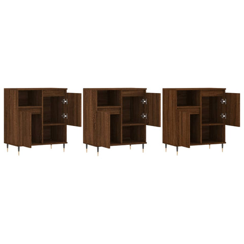 vidaXL Sideboards 3 Stk. Braun Eichen-Optik Holzwerkstoff