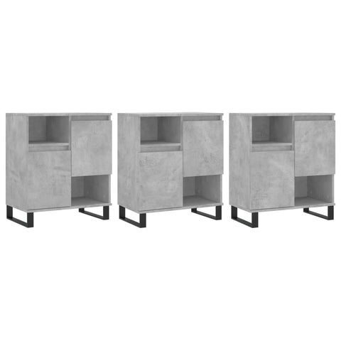 vidaXL Sideboards 3 Stk. Betongrau Holzwerkstoff