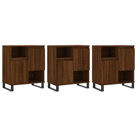 vidaXL Sideboards 3 Stk. Braun Eichen-Optik Holzwerkstoff