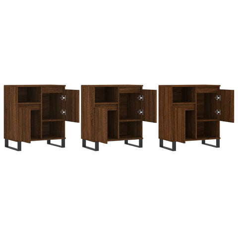 vidaXL Sideboards 3 Stk. Braun Eichen-Optik Holzwerkstoff