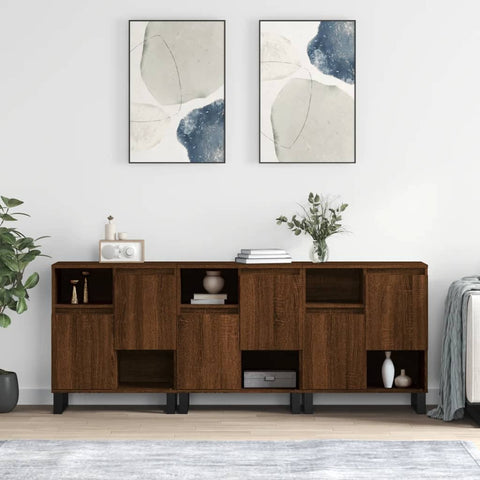 vidaXL Sideboards 3 Stk. Braun Eichen-Optik Holzwerkstoff