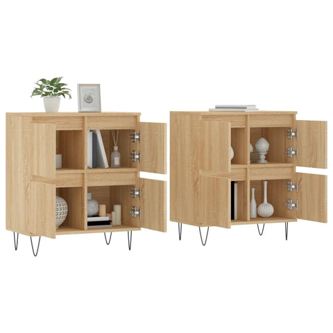 vidaXL Sideboards 2 Stk. Sonoma-Eiche Holzwerkstoff