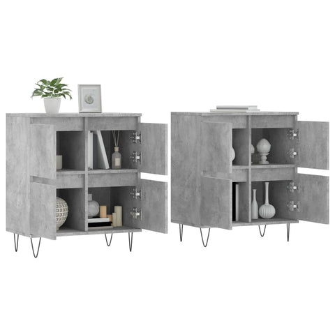 vidaXL Sideboards 2 Stk. Betongrau Holzwerkstoff