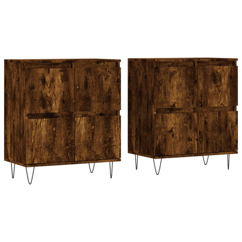 vidaXL Sideboards 2 Stk. Räuchereiche Holzwerkstoff