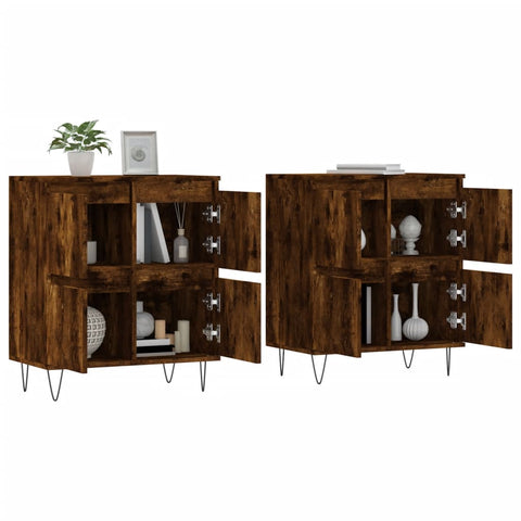 vidaXL Sideboards 2 Stk. Räuchereiche Holzwerkstoff