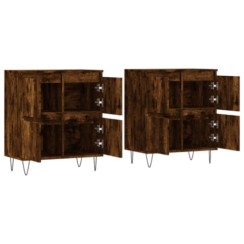 vidaXL Sideboards 2 Stk. Räuchereiche Holzwerkstoff