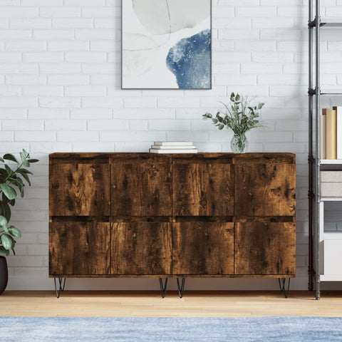 vidaXL Sideboards 2 Stk. Räuchereiche Holzwerkstoff