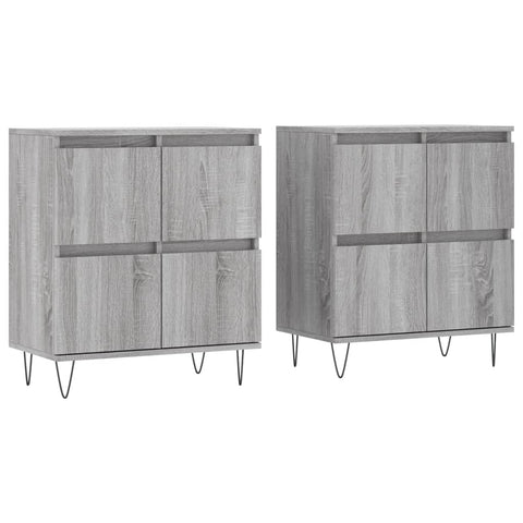 vidaXL Sideboards 2 Stk. Grau Sonoma Holzwerkstoff