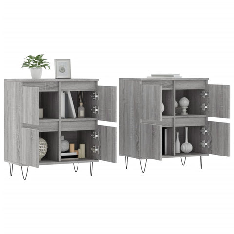 vidaXL Sideboards 2 Stk. Grau Sonoma Holzwerkstoff