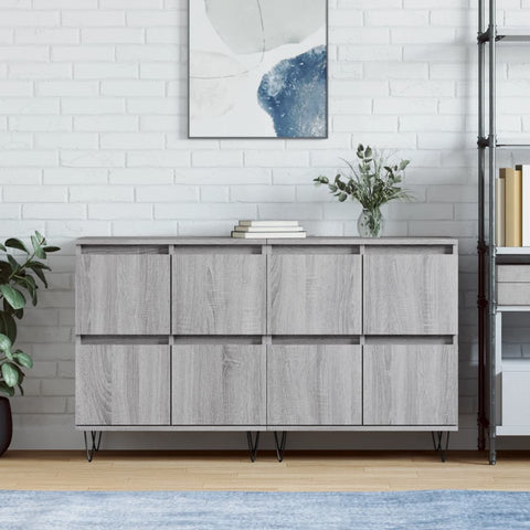 vidaXL Sideboards 2 Stk. Grau Sonoma Holzwerkstoff