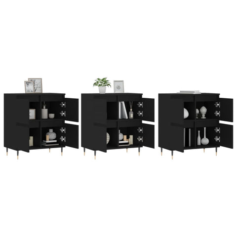 Sideboards 3 Stk. Schwarz Holzwerkstoff