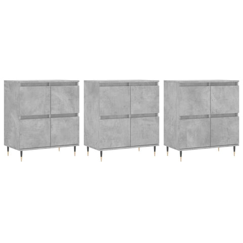 Sideboards 3 Stk. Betongrau Holzwerkstoff