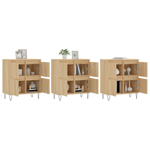 vidaXL Sideboards 3 Stk. Sonoma-Eiche Holzwerkstoff