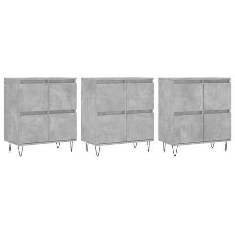 vidaXL Sideboards 3 Stk. Betongrau Holzwerkstoff