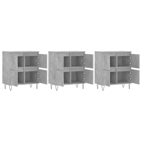 vidaXL Sideboards 3 Stk. Betongrau Holzwerkstoff