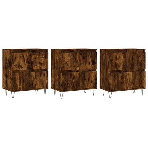 vidaXL Sideboards 3 Stk. Räuchereiche Holzwerkstoff