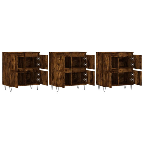 vidaXL Sideboards 3 Stk. Räuchereiche Holzwerkstoff