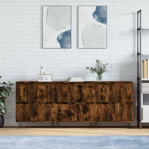 vidaXL Sideboards 3 Stk. Räuchereiche Holzwerkstoff