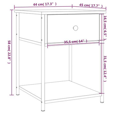 vidaXL Nachttisch Grau Sonoma 44x45x58 cm Holzwerkstoff