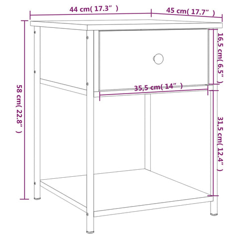 vidaXL Nachttisch Braun Eichen-Optik 44x45x58 cm Holzwerkstoff