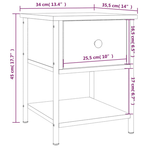 vidaXL Nachttisch Schwarz 34x35,5x45 cm Holzwerkstoff