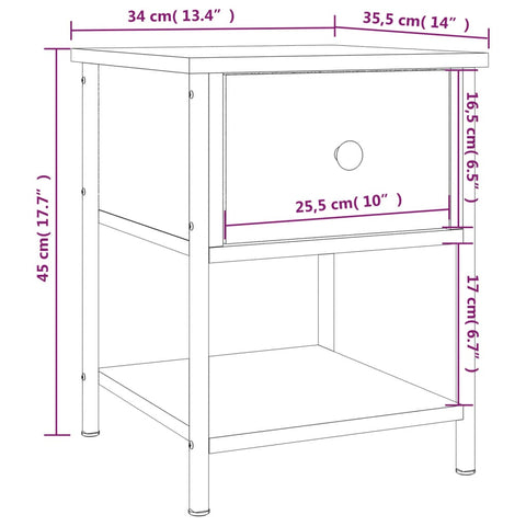 vidaXL Nachttisch Sonoma-Eiche 34x35,5x45 cm Holzwerkstoff