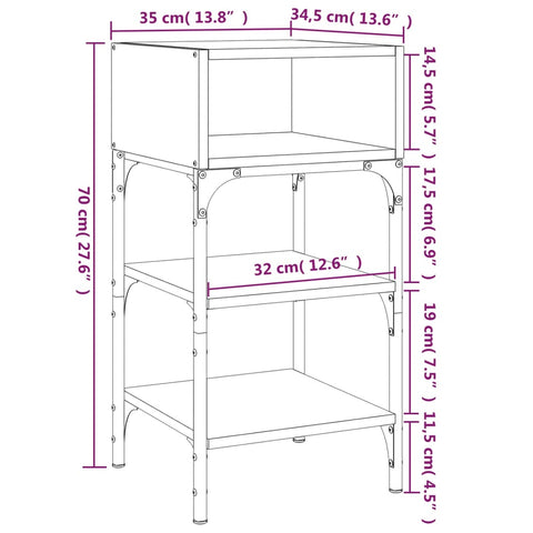 vidaXL Nachttische 2 Stk. Sonoma-Eiche 35x34,5x70 cm Holzwerkstoff