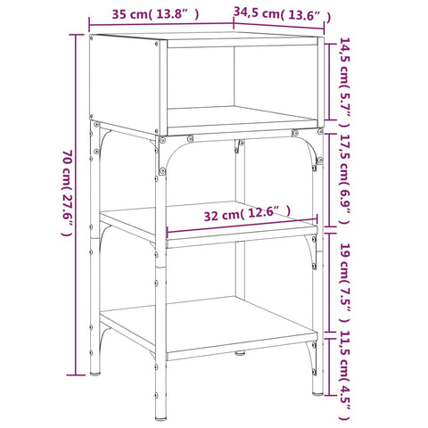 vidaXL Nachttische 2 Stk. Grau Sonoma 35x34,5x70 cm Holzwerkstoff