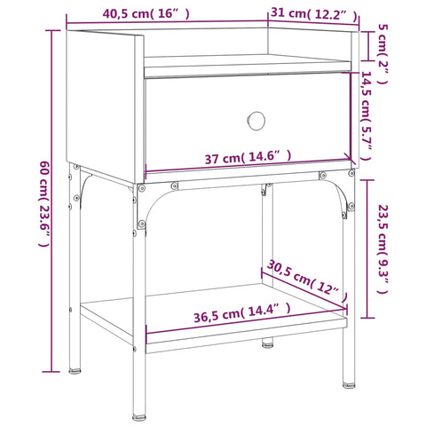 vidaXL Nachttisch Sonoma-Eiche 40,5x31x60 cm Holzwerkstoff