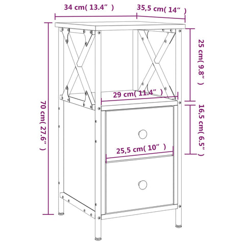 vidaXL Nachttisch Schwarz 34x35,5x70 cm Holzwerkstoff