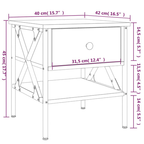 vidaXL Nachttisch Sonoma-Eiche 40x42x45 cm Holzwerkstoff