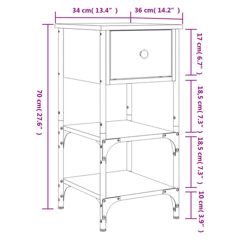 vidaXL Nachttisch Sonoma-Eiche 34x36x70 cm Holzwerkstoff