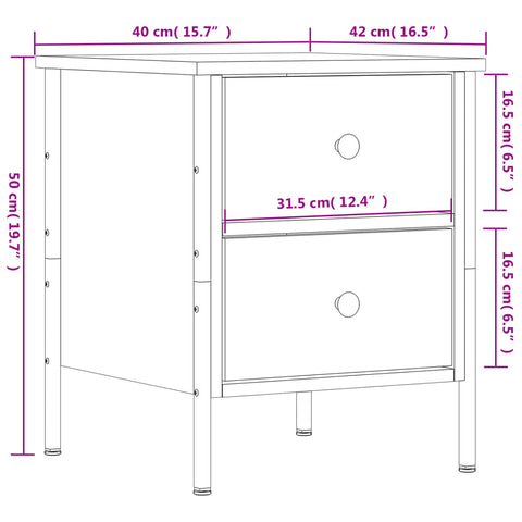 vidaXL Nachttisch Braun Eichen-Optik 40x42x50 cm Holzwerkstoff