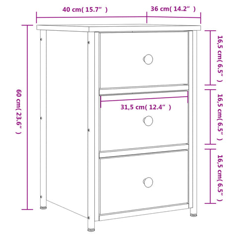 vidaXL Nachttisch Sonoma-Eiche 40x36x60 cm Holzwerkstoff