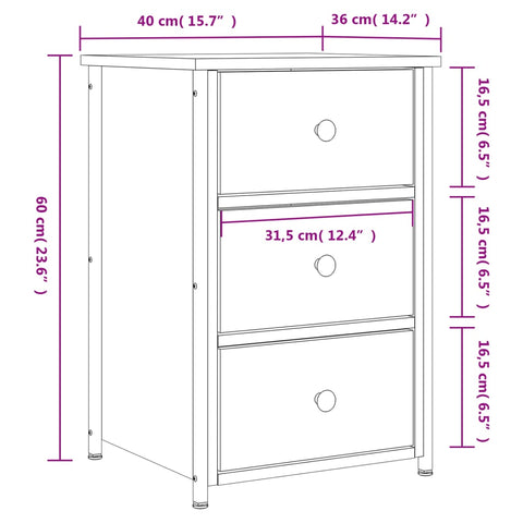 vidaXL Nachttisch Braun Eichen-Optik 40x36x60 cm Holzwerkstoff