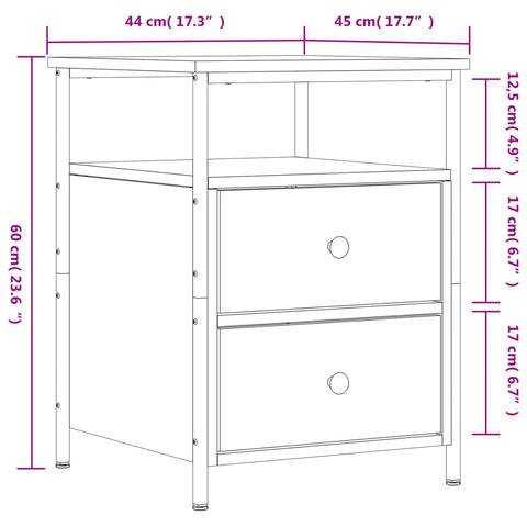 vidaXL Nachttisch Schwarz 44x45x60 cm Holzwerkstoff