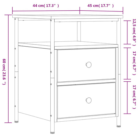 vidaXL Nachttisch Sonoma-Eiche 44x45x60 cm Holzwerkstoff