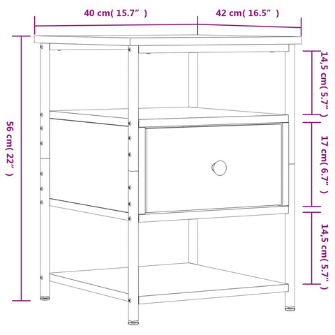 vidaXL Nachttisch Braun Eichen-Optik 40x42x56 cm Holzwerkstoff